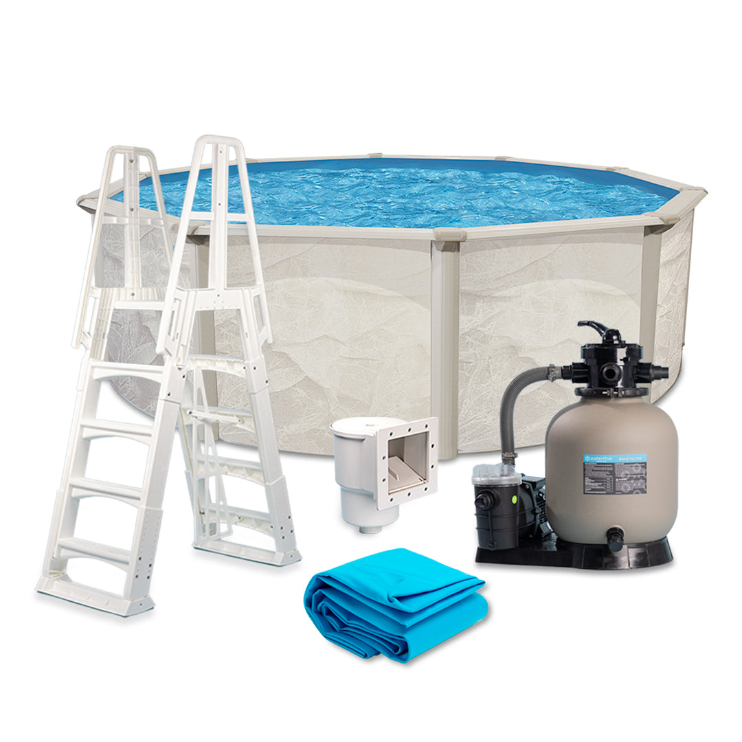 12' Round Boulder Pool Package, 48" Wall | WTECH1248