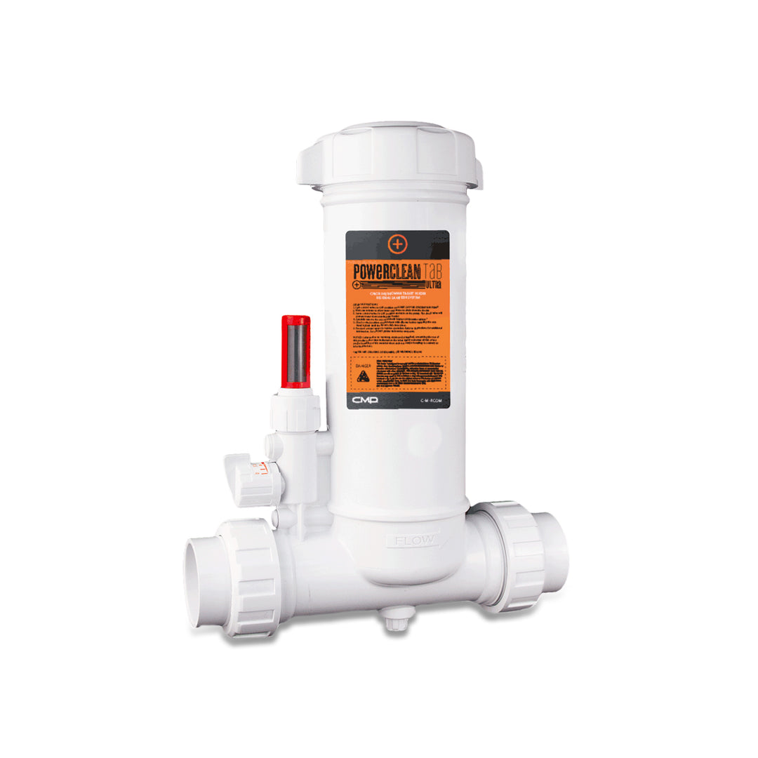 CMP Powerclean Tab Ultra In-Line Chlorinator | Clear Glass Lid | 50,000 Gallons | 25280-100-000